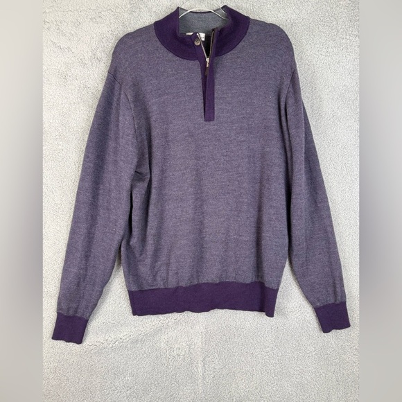 Peter millar extra fine merino wool 1/4 zip sweater purple men’s XL preowned - Picture 1 of 8